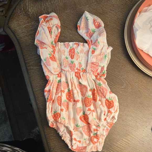 Other - Strawberry Print Baby Romper